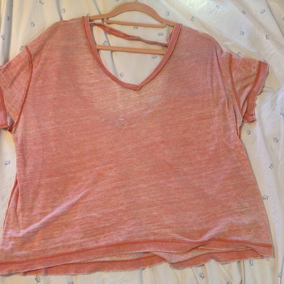 Free People We The Free All Mine Open Back Tee in Coral - Picture 3 of 5